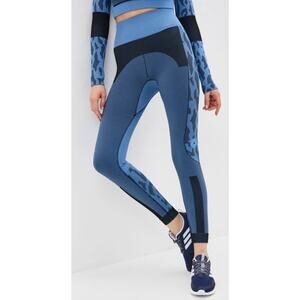 ADIDAS BY STELLA MCCARTNEY TRUE PURPOSE SEAMLESS TIGHTS in Blue/Black. Size Sm